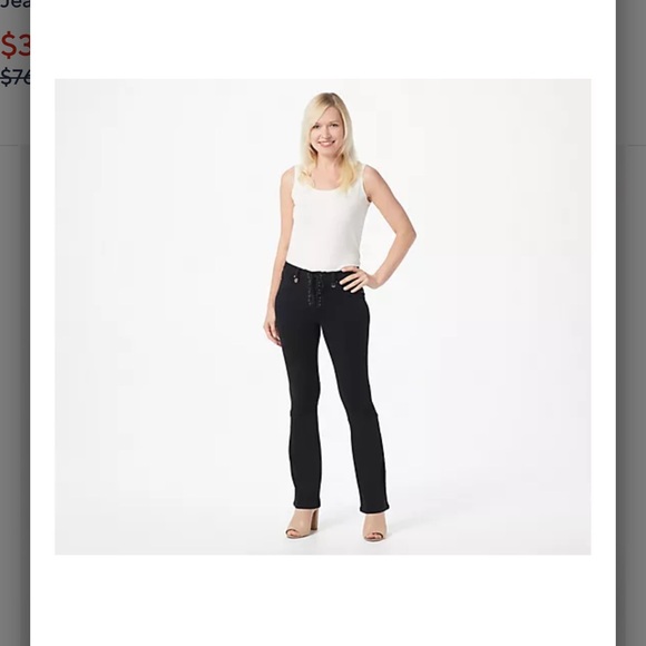 Laurie Felt Black Silky Denim Lace Front Boot-Cut Jeans BNWT size M - Picture 4 of 4